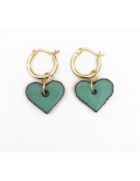 orecchini cuore in pietra lavica verde tiffany